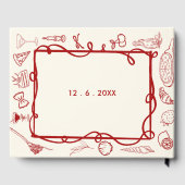 Italian Red Cream Doodle Ciao Bella Bridal Shower  ゲストブック (裏面)