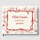 Italian Red Cream Doodle Ciao Bella Bridal Shower  ゲストブック (正面)