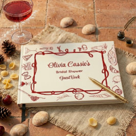 Italian Red Cream Doodle Ciao Bella Bridal Shower  ゲストブック