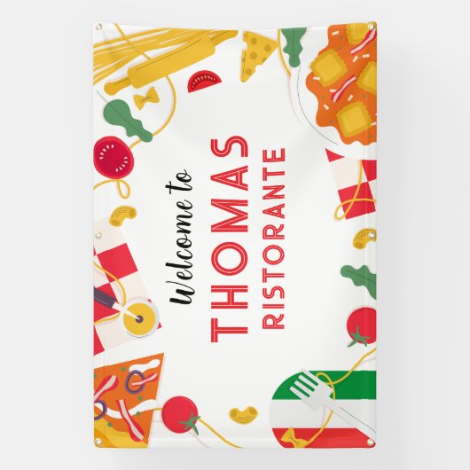 Italian Ristorante Party Birthday backdrop 横断幕 (縦)