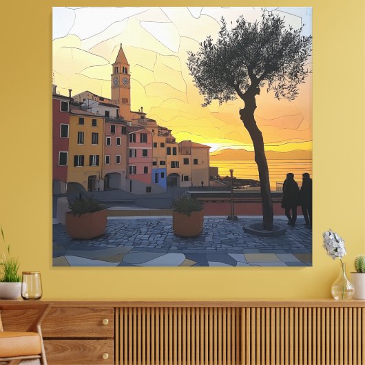 Italian Riviera Sunset Art - Canvas Print キャンバスプリント (インサイチュ (リビング))