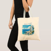Italian Seaside Town Watercolor Ocean Escape トートバッグ (正面(商品))