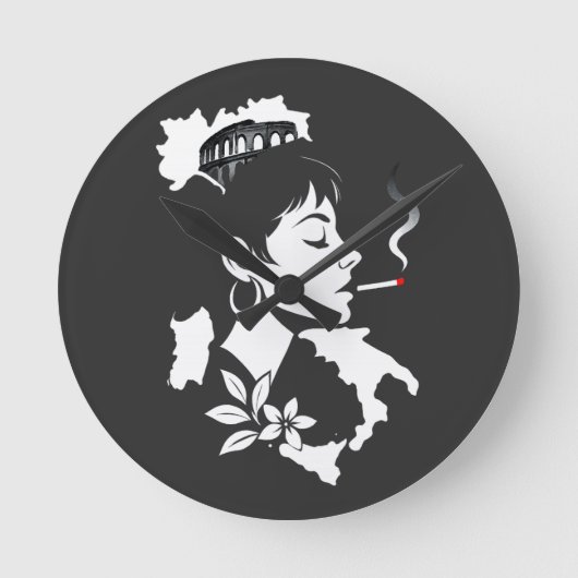 Italian Soul: Minimalist Rome Colosseum & Italy Ma ラウンド壁時計 (正面)