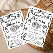 Italian Special Delivery Whimsical Baby Shower 招待状