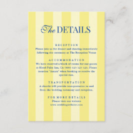 Italian Striped Blue & Yellow Wedding Details エンクロージャーカード