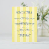 Italian Striped Blue & Yellow Wedding Details エンクロージャーカード (スタンド正面)