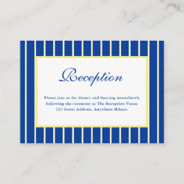 Italian Striped Blue & Yellow Wedding Reception エンクロージャーカード