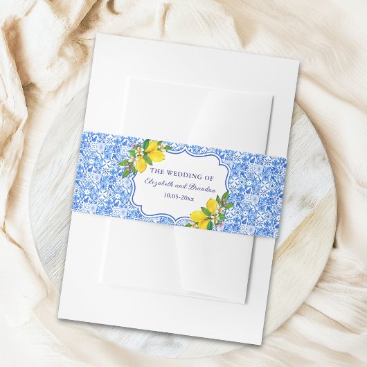 Italian Style Themed Mediterranean Tiles Wedding 招待状ベリーバンド