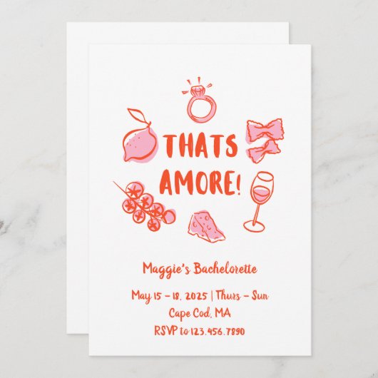 Italian Summer Bachelorette Invitation 招待状 (正面/裏面)