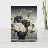 Italian Sympathy Vase of Black and White Roses カード (正面)