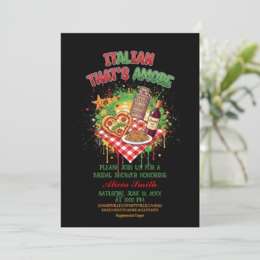Italian That's Amore Bridal Shower Invitation 招待状 (スタンド正面)