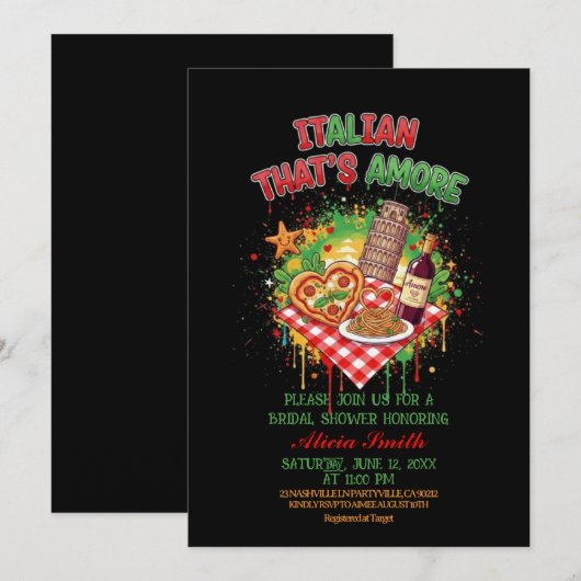 Italian That's Amore Bridal Shower Invitation 招待状 (正面/裏面)
