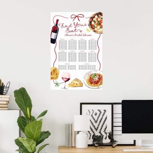 Italian That's Amore Bridal Shower Seating Chart ポスター (ホームオフィス)