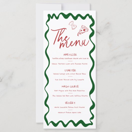 Italian Thats Amore Pizza Bridal Shower Menu Card (正面)