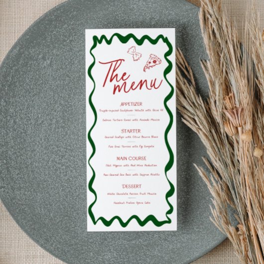 Italian Thats Amore Pizza Bridal Shower Menu Card