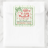 Italian Theme Baby Shower Green Bow スクエアシール (バッグ)