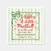 Italian Theme Baby Shower Green Bow スタンダードカクテルナプキン (正面)