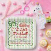 Italian Theme Baby Shower Green Bow ペーパープレート (パーティー)