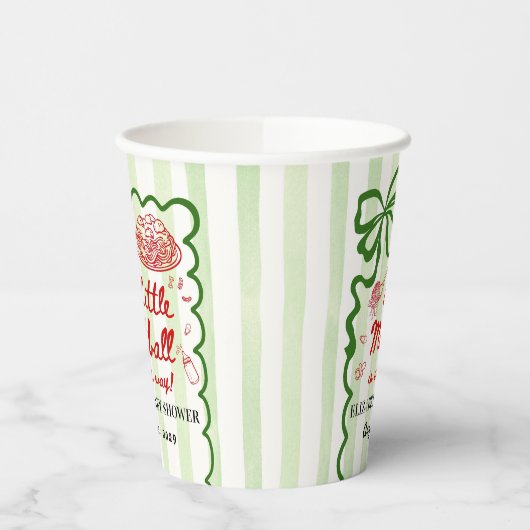 Italian Theme Baby Shower Green Bow 紙コップ (左)