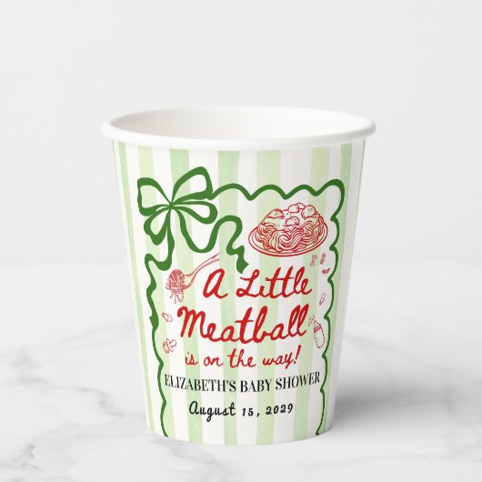 Italian Theme Baby Shower Green Bow 紙コップ (正面)