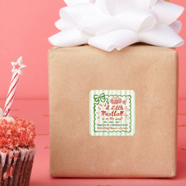 Italian Theme Baby Shower Green Bow Small スクエアシール