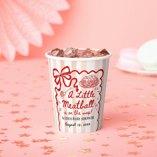 Italian Theme Baby Shower Red Bow 紙コップ (インサイチュ)