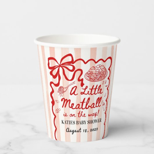 Italian Theme Baby Shower Red Bow 紙コップ (裏面)