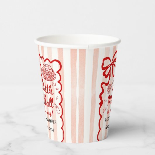 Italian Theme Baby Shower Red Bow 紙コップ (右)