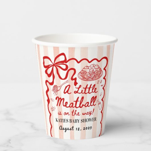 Italian Theme Baby Shower Red Bow 紙コップ (正面)