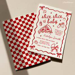 Italian Theme Pizza Baby Shower Invitation 招待状