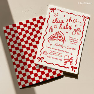 Italian Theme Pizza Baby Shower Invitation 招待状
