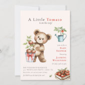 Italian Theme Teddy Bear Tomato Baby Shower QR 招待状 (正面)