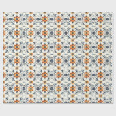 Italian Tile Gift Wrap, Terracotta Blue Pattern ラッピングペーパー (フラット)