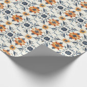 Italian Tile Gift Wrap, Terracotta Blue Pattern ラッピングペーパー (角)