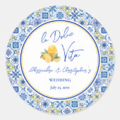 Italian Tiles La Dolce Vita Destination Wedding  ラウンドシール (正面)