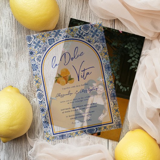 Italian Tiles La Dolce Vita Wedding ベラム紙招待状