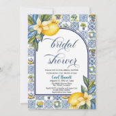 Italian Tiles Lemon Theme Summer Bridal Shower 招待状 (正面)