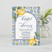 Italian Tiles Lemon Theme Summer Bridal Shower 招待状 (スタンド正面)
