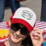 Italian Trattoria Personalized Vintage Restaurant キャップ<br><div class="desc">An awesomely unique gift for the Italian cook,  chef,  or foodie in your life,  this red and white trucker hat features a vintage trattoria logo with a name and year of your choice. Design reads "[Name's] Trattoria,  Authentic Italian Cuisine,  Established [year]."</div>