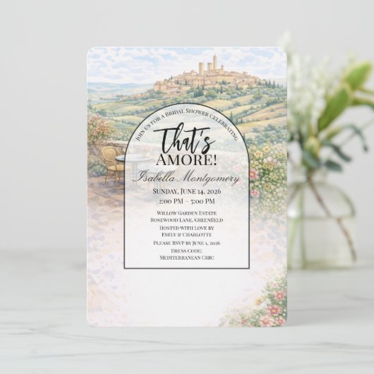 Italian Tuscany That’s Amore Bridal Shower 招待状 (スタンド正面)