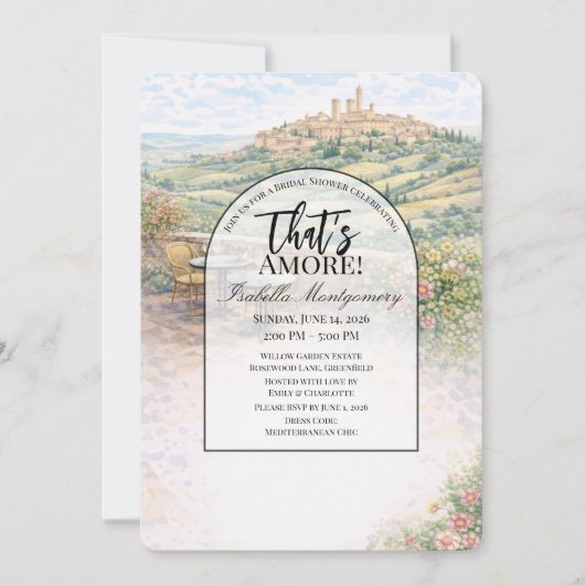 Italian Tuscany That’s Amore Bridal Shower 招待状 (正面)
