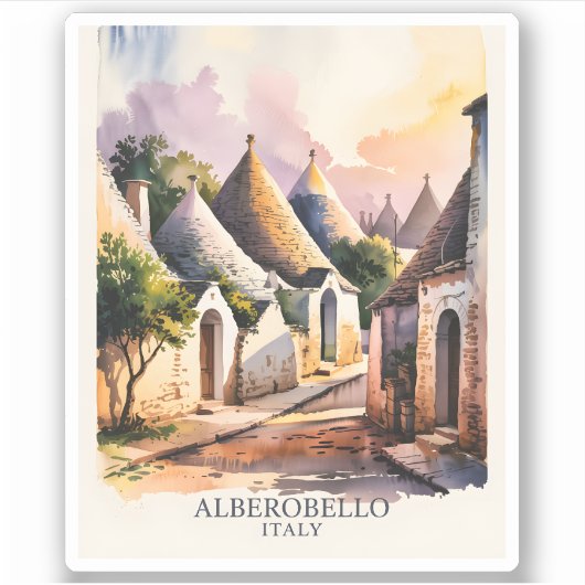 Italian Village Trulli Vintage Alberobello Puglia シール (正面)