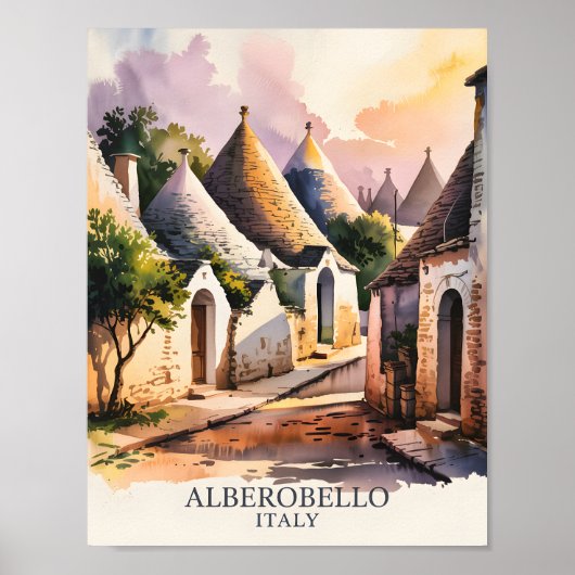 Italian Village Trulli Vintage Alberobello Puglia ポスター (正面)