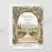 Italian Vineyard Wedding Invitation with Arch  招待状 (正面)