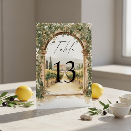 Italian Vineyard Wedding Tuscan  テーブルナンバー