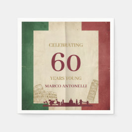 Italian Vintage 60th Birthday Party スタンダードカクテルナプキン