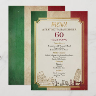 Italian Vintage 60th Birthday Party Dinner Menu メニュー
