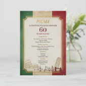 Italian Vintage 60th Birthday Party Dinner Menu メニュー (スタンド正面)