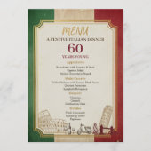Italian Vintage 60th Birthday Party Dinner Menu メニュー (正面)