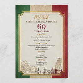 Italian Vintage 60th Birthday Party Dinner Menu メニュー